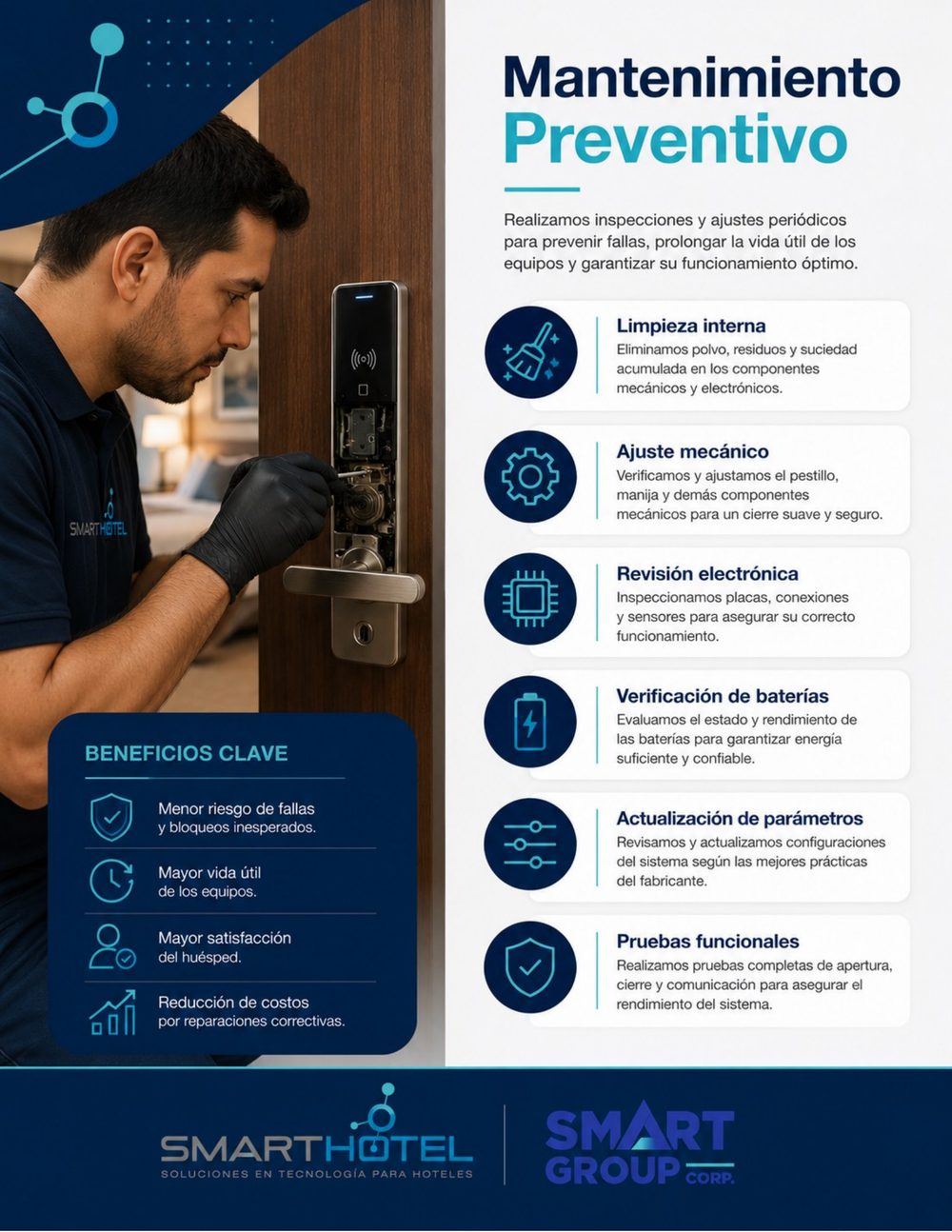 Mantenimiento preventivo de cerraduras electrónicas de hotel