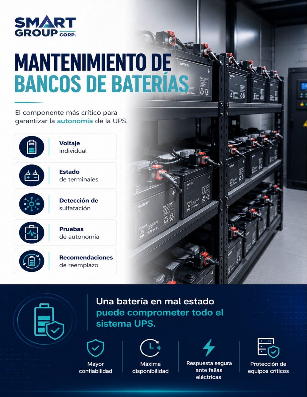 Mantenimiento de bancos de baterías y pruebas de autonomía